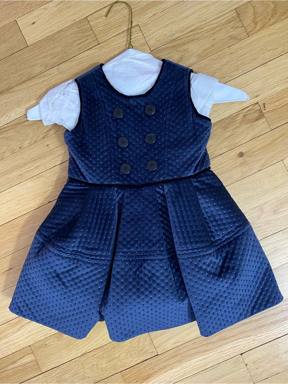 MaxMara Navy Textured Double-Breasted Pleated Dress